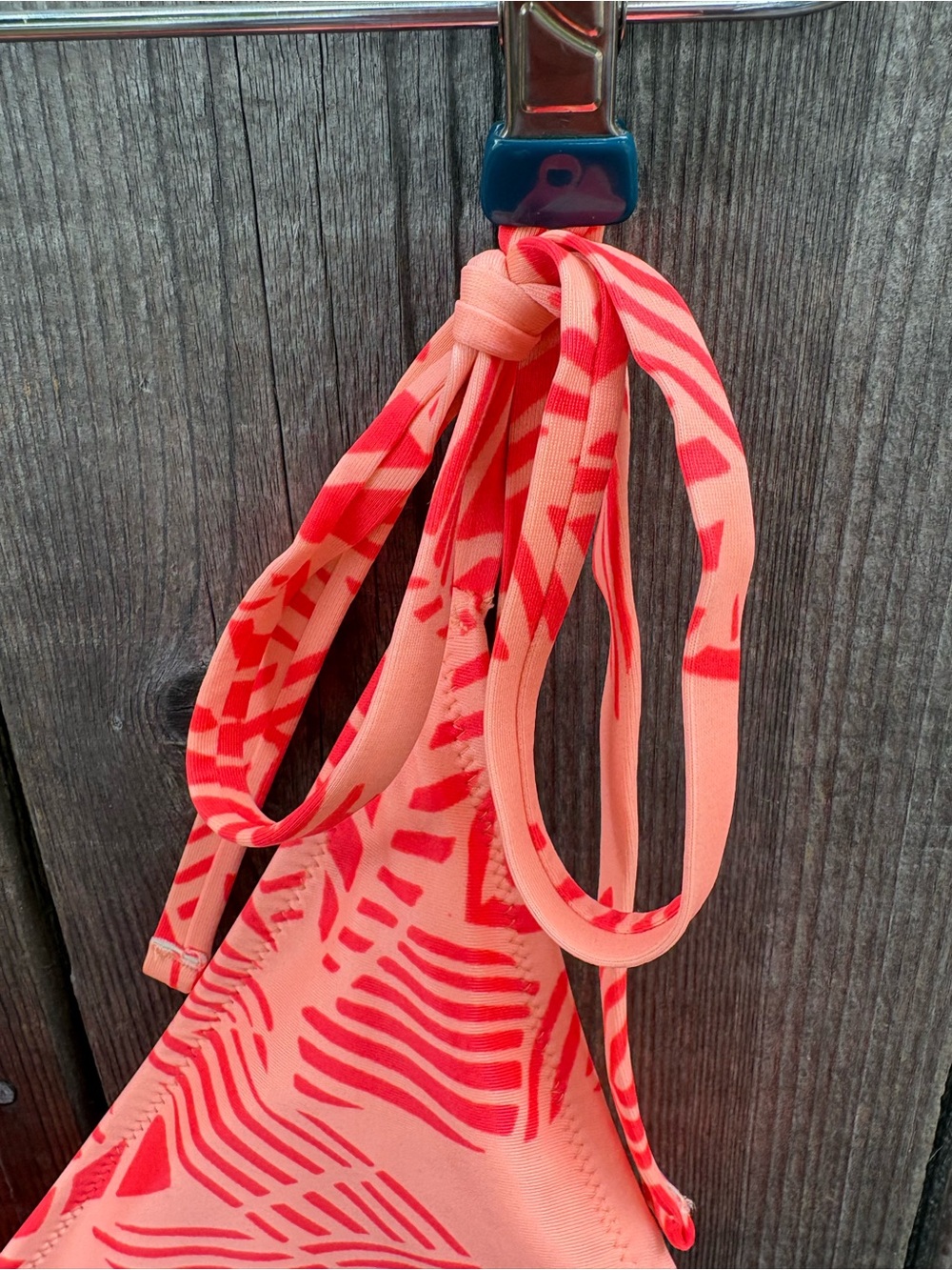 aerie One-Piece Swimsuit in Coral and Red Leaf Print - Picture 3 of 4